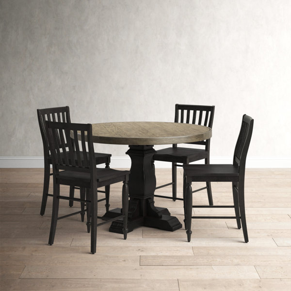 Estevan 4 Person Counter Height Solid Wood Dining Set